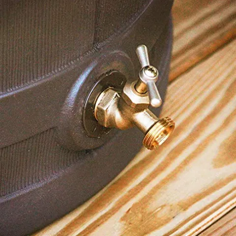 Good Ideas Rain Wizard 50 Gallon Plastic Rain Barrel Water Storage Collector with Brass Spigot, Oak