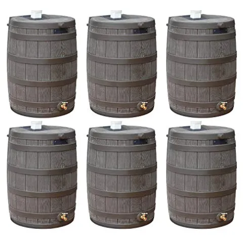 Good Ideas Rain Wizard 50 Gallon Plastic Rain Barrel Water Collector with Brass Spigot Brown