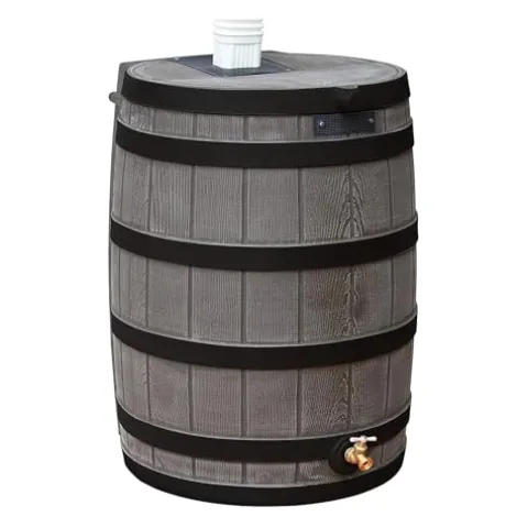 Good Ideas Rain Wizard 50 Gallon Water Storage Barrel Oak With Darkened Ribs (3 Pack)