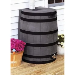 Good Ideas Rain Wizard 50 Gallon Water Storage Barrel Oak With Darkened Ribs (3 Pack)