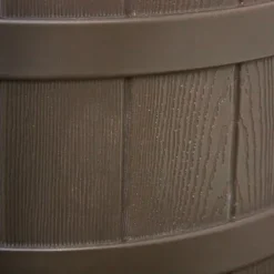 Good Ideas Rain Wizard 40 Gallon Plastic Rain Water Collection Barrel Drum with Brass Spigot, Oak (4 Pack)