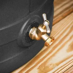 Good Ideas Rain Wizard 40 Gallon Plastic Rain Water Collection Barrel Drum with Brass Spigot Black