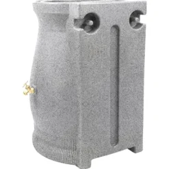 Good Ideas Rain Wizard 50 Gallon Rain Saver Barrel Water Storage Urn with Planter Space and 2 Brass Spigots Oak