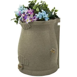 Good Ideas Rain Wizard 50 Gallon Rain Barrel with Planter Space and 2 Brass Spigots Sandstone (4 Pack)