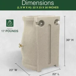 Good Ideas Rain Wizard 50 Gallon Rain Barrel with Planter Space and 2 Brass Spigots Sandstone (4 Pack)