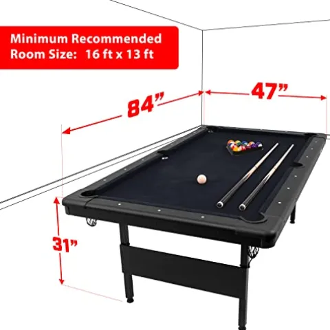 GoSports 7 ft Billiards Table – Portable Pool Table – BLACK