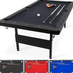 GoSports 7 ft Billiards Table – Portable Pool Table – BLACK