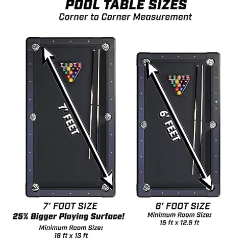 GoSports 7 ft Billiards Table – Portable Pool Table – BLACK