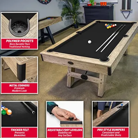 GoSports 7 ft Modern Billiards Pool Table Black