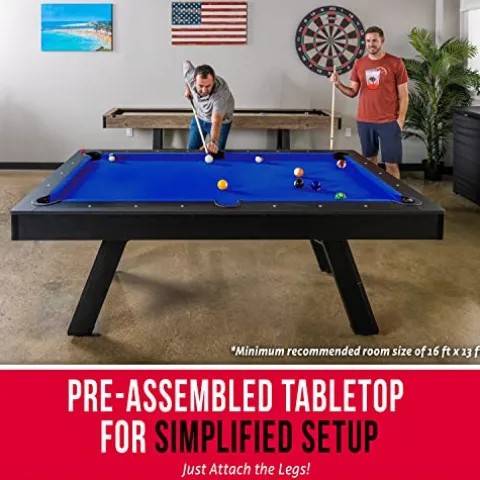 GoSports 7 ft Pool Table with Wood Finish Blue