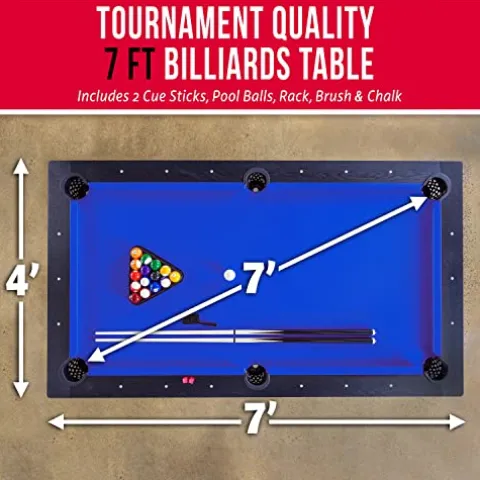 GoSports 7 ft Pool Table with Wood Finish Blue