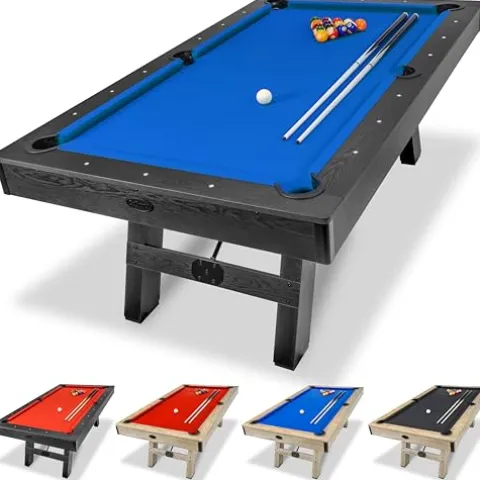 GoSports 7 ft Pool Table with Wood Finish Blue