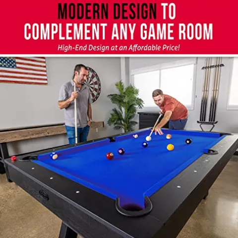 GoSports 7 ft Pool Table with Wood Finish Blue