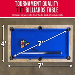 GoSports 7 ft Pool Table with Wood Finish Blue