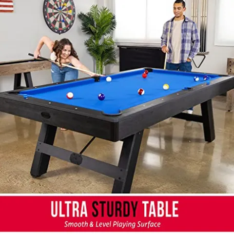 GoSports 8 ft Pool Table with Wood Finish Blue