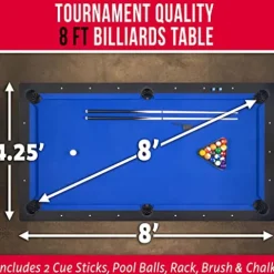 GoSports 8 ft Pool Table with Wood Finish Blue