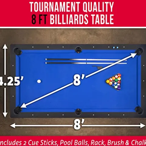 GoSports 8 ft Pool Table with Wood Finish Blue