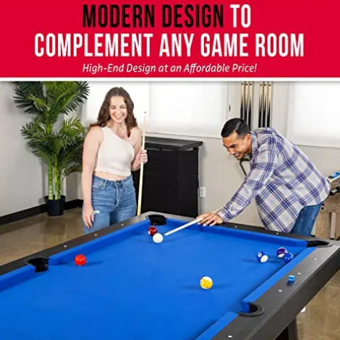 GoSports 8 ft Pool Table with Wood Finish Blue