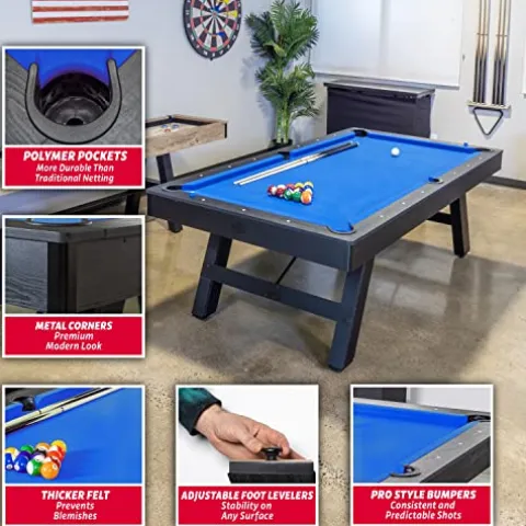 GoSports 8 ft Pool Table with Wood Finish Blue