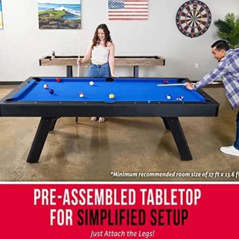 GoSports 8 ft Pool Table with Wood Finish Blue