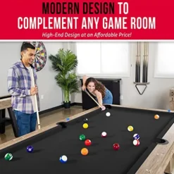 GoSports 8 ft Pool Table with Wood Finish Black