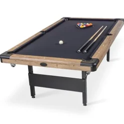 GoSports Portable 8ft Pool Table No Assembly Required Oak Black