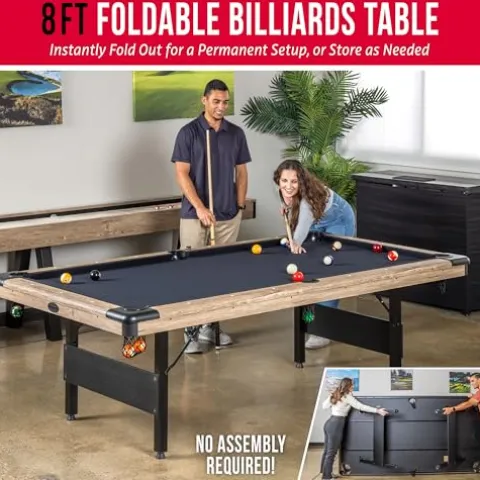 GoSports Portable 8ft Pool Table No Assembly Required Oak Black