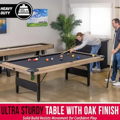 GoSports Portable 8ft Pool Table No Assembly Required Oak Black