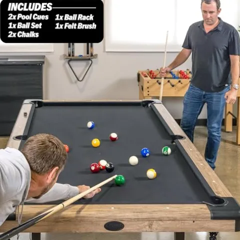 GoSports Portable 8ft Pool Table No Assembly Required Oak Black