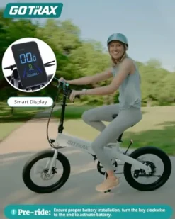 Gotrax R1 20″ Folding Electric Bike 40 Miles Range 48V 350W White