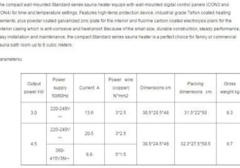 GOWE Sauna Heater 3KW with Wall-Mounted Digital Controller