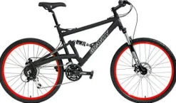 Gravity 2024 FSX 2.0 Dual Full Suspension Mountain Suntour Matt Black with Red Wheels