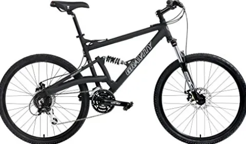 Gravity 2022 FSX 2.0 Dual Suspension Mountain Bike Matt Black/Black Wheels 19