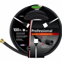 Green Thumb 100′ x 5/8″ Professional Contractor Black Rubber Garden Hose Pack of 5 Black