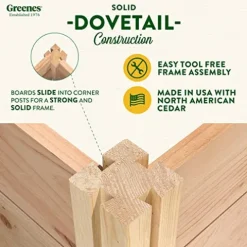 Greenes Fence Premium Cedar Raised Garden Bed with CritterGuard Fence System 8′ x 8′ x 16.5″ Brown