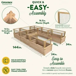 Greenes Fence Premium Cedar Raised Garden Bed with CritterGuard System 8′ x 12′ Light Brown