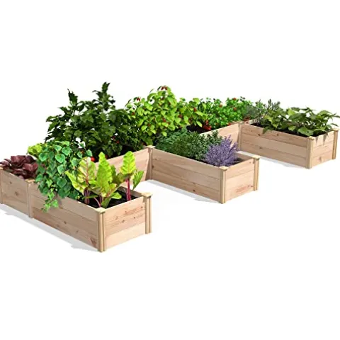 Greenes Fence Premium Cedar E-Shaped Raised Garden Bed 6′ x 14′ Brown