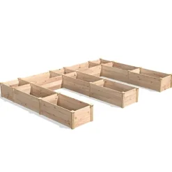 Greenes Fence Premium Cedar Raised Garden Bed E-Shaped 10′ x 14′ x 16.5″ Natural Cedar