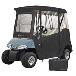 Greenline Eevelle 300D Golf Cart Enclosure 2 Passenger EZ-GO Custom Drivable Cover Black