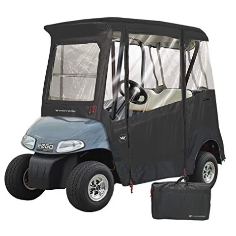 Greenline Eevelle 300D Golf Cart Enclosure 2 Passenger EZ-GO Custom Drivable Cover Black
