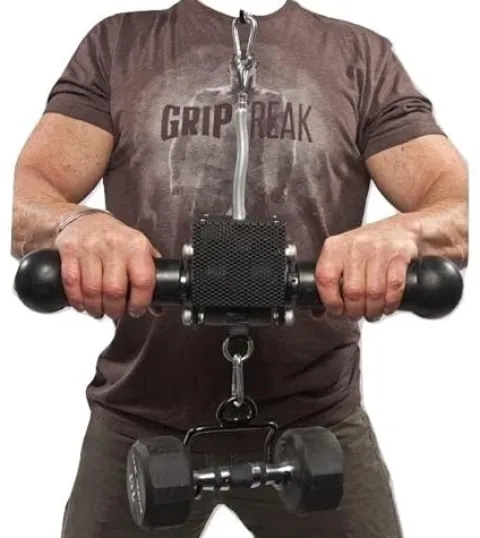 GRIP FREAK Thick Grip Wrist Roller with Dumbbell Hook