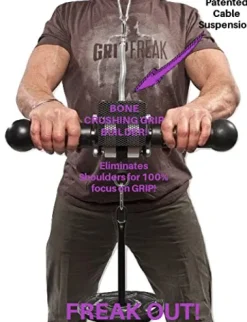 GRIP FREAK Thick Grip Wrist Roller with Power Rack Arm & Weight Plate Loader