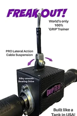 GRIP FREAK Thick Grip Wrist Roller with Power Rack Arm & Weight Plate Loader