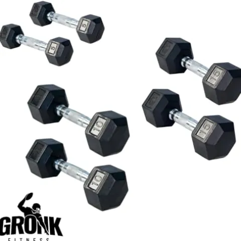 Gronk Fitness A-Frame Dumbbell Rack 6-Tier with 5-30lb Rubber Hex Dumbbells Black