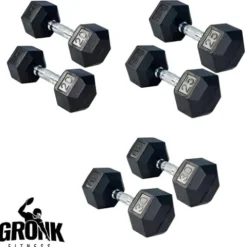 Gronk Fitness A-Frame Dumbbell Rack 6-Tier with 5-30lb Rubber Hex Dumbbells Black