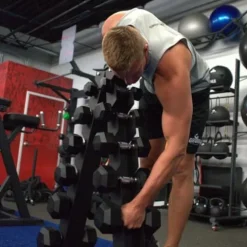 Gronk Fitness A-Frame Dumbbell Rack 6-Tier with 5-30lb Rubber Hex Dumbbells Black