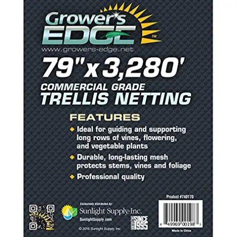 Grower’s Edge Commercial Grade Trellis Netting Bulk Roll 6.5 ft x 3280 ft White