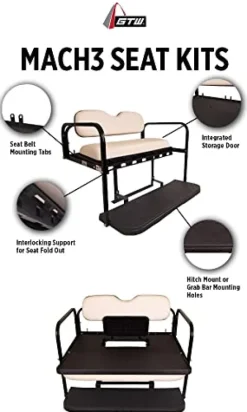GTW MACH3 Golf Cart Rear Seat Kit for Club Car Precedent Onward Tempo Buff