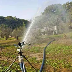 GUSTYT 360-Degree Rocker Sprinkler Automatic Irrigation Equipment Yellow Electroplating Silver