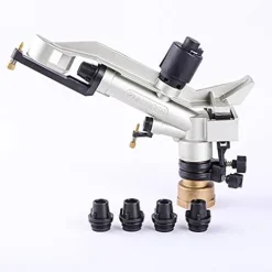 GUSTYT 360-Degree Rocker Sprinkler Automatic Irrigation Equipment Yellow Electroplating Silver